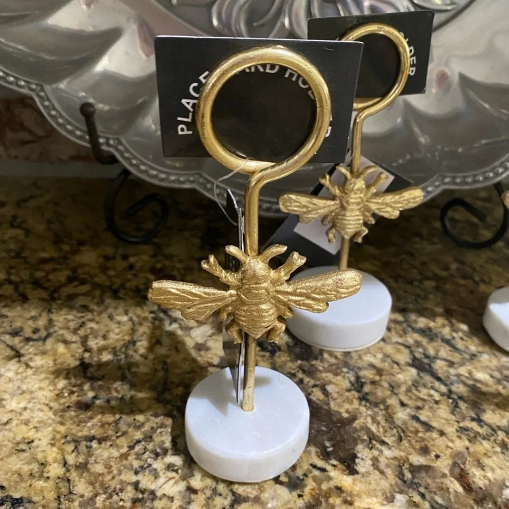 Gold Bee Marble Base Place Card Holders set of 4 - Brand new  LAST SET LEFT!